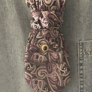 Paisley Silk Necktie Necklace with Gold Accent